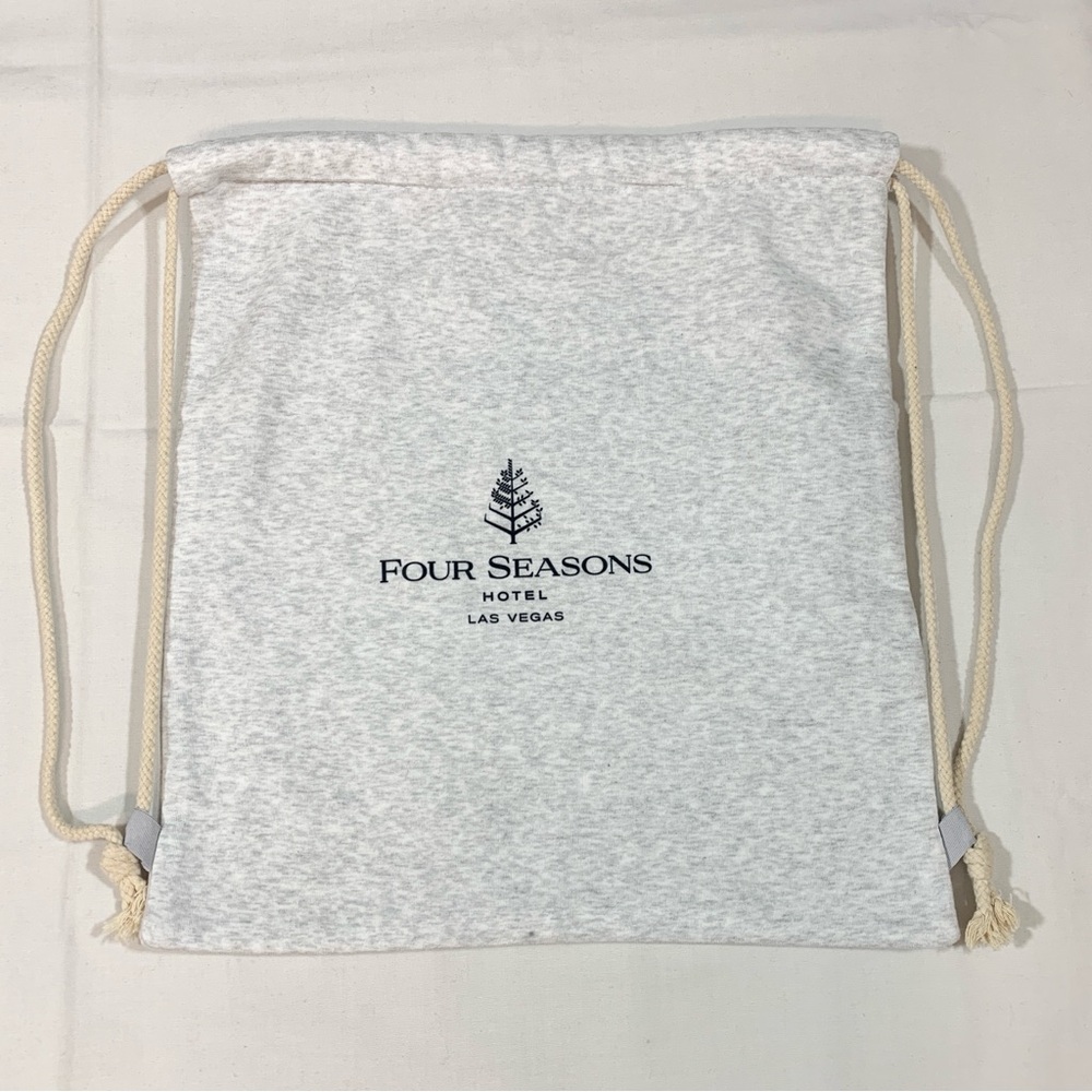 New The Four Seasons Hotel Fleece Drawstring Bag 16”x18” Heather Light Gray Soft